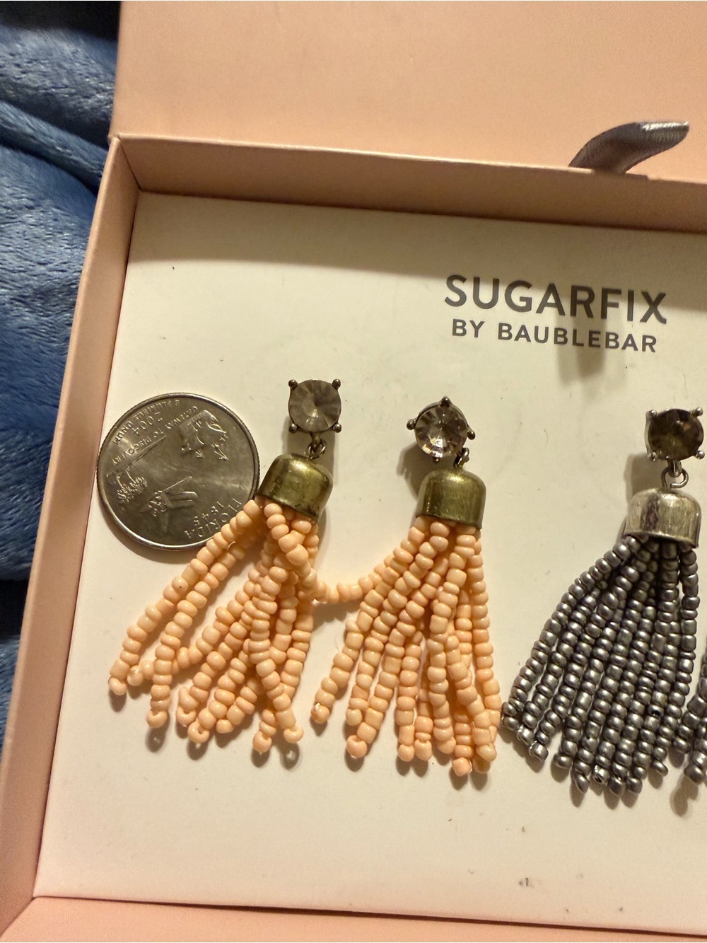 Baublebar Sugarfix Peach and Gunmetal Tassel Earrings — Set of 2 - Picture 3 of 6